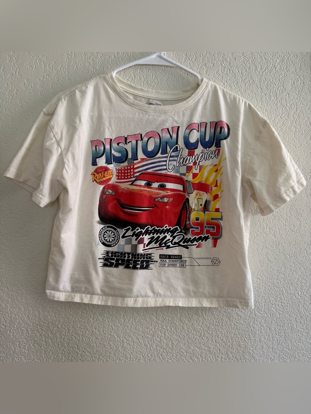 Y2K inspired Disney Pixar Cars Lightning McQueen Piston Cup graphic t-shirt S